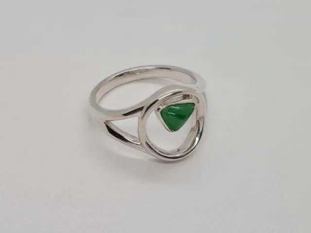 triangle jade sterling silver ring